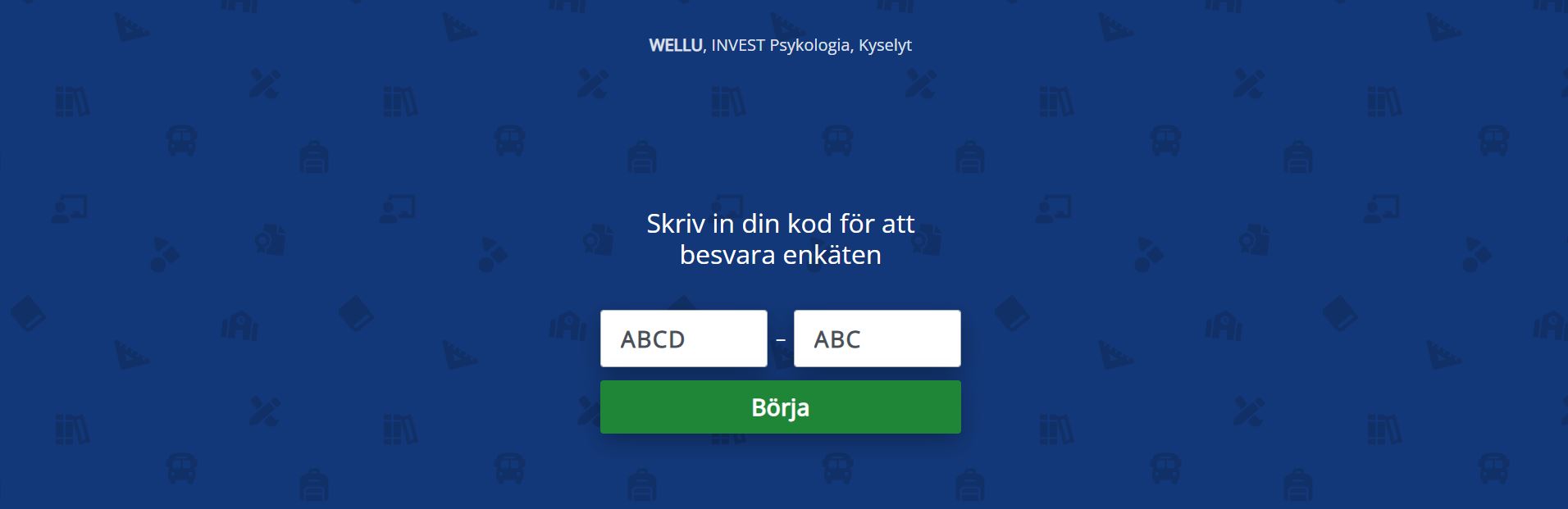 Skärmdump_ Enkätens inloggningssida